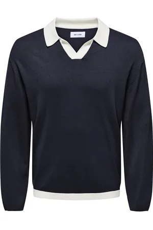Only & Sons Onsadrian Reg 12 Ls Contrast Polo Knit Navy