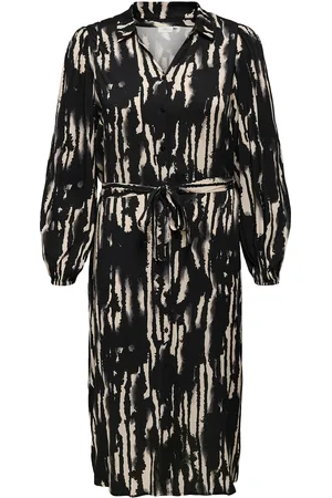 ONLY Carmikaela Ls Calf Shirt Dress Aop Black