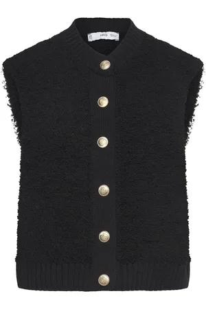 MANGO Knitted Gilet With Buttons Black
