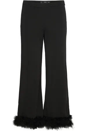 MANGO Cropped Trousers With Feather Detail Black