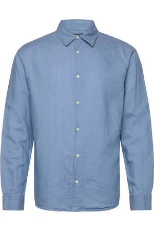 Lexington Loose Indigo Linen/Tencel Shirt Blue