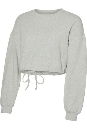 Mama;licious Mlmanon L/S Crop Sweat Top Grey