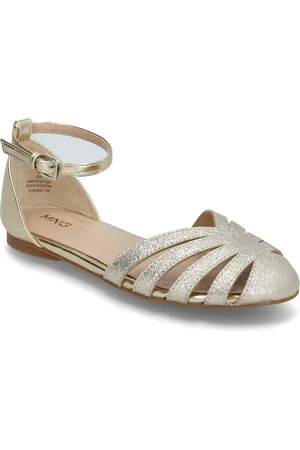 MANGO Strips Sandals Gold