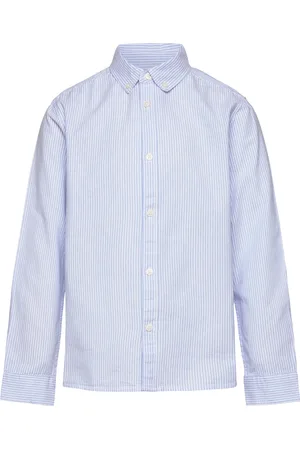 MANGO 100% Cotton Oxford Striped Shirt Blue