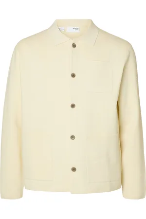 SELECTED Slhmike Light Ls Knit Relaxed Polo Cardi Yellow
