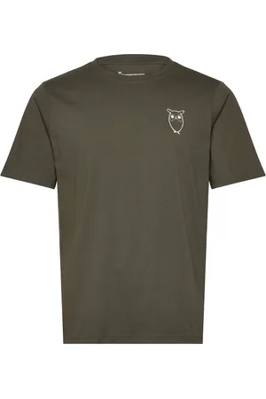 Knowledge Cotton Apparal Owl Chest Tee - Gots/Vegan Khaki