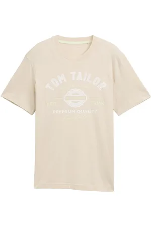 TOM TAILOR T-Shirt With Logo Print Cream