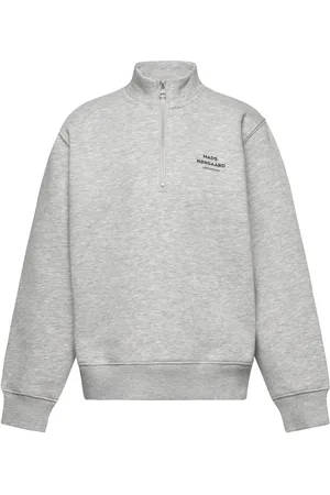 Mads Norgaard Mix Sweat Crewie Half Zip Sweatshirt Grey