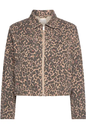 French Connection Charlie Printed Denim Jacket Brown