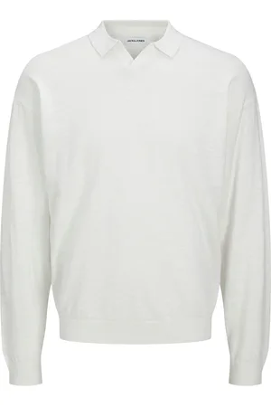JACK & JONES Jjcolin Slub Knit Polo Ls Jack & J S White
