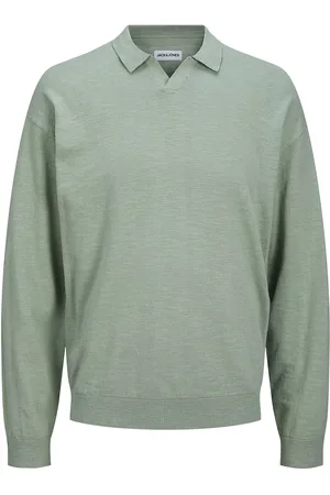 JACK & JONES Jjcolin Slub Knit Polo Ls Jack & J S Green