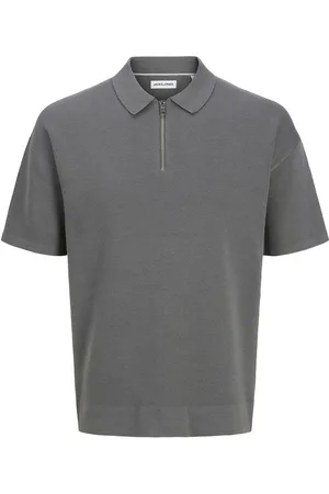 JACK & JONES Jjtroy Knit Zip Polo Jack & J S Grey