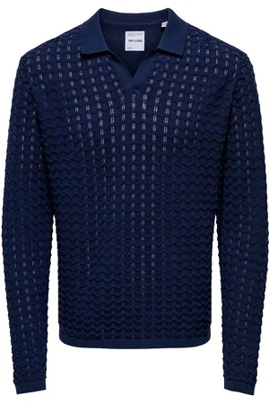 Only & Sons Onsantonio Ls 12 Resort Crochet Polo Navy
