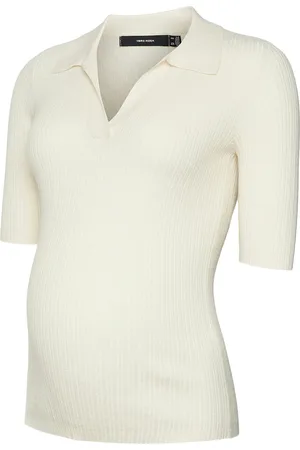 Mama;licious Vmmholly 2/4 Polo Pullover Ga Noos White