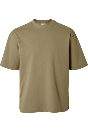 SELECTED Slhlooseoscar Ss O-Neck Tee Noos Khaki