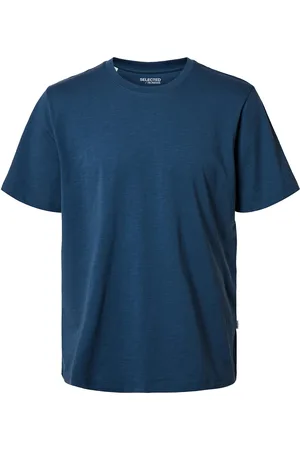 SELECTED Slhaspen Slub Ss O-Neck Tee Noos Blue