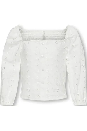 ONLY Kogpilea 3/4 Emb Anglaise Shirt Wvn White