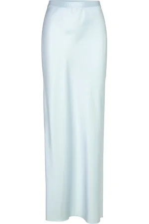 Ahlvar Gallery Hana Long Logo Satin Skirt Blue