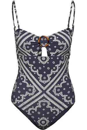 By Malina Mandy Bamboo-Ring Bandeau Swimsuit Navy