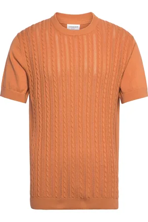 Lindbergh Knitted S/S O-Neck Tee Orange
