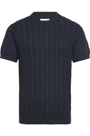 Lindbergh Knitted S/S O-Neck Tee Navy