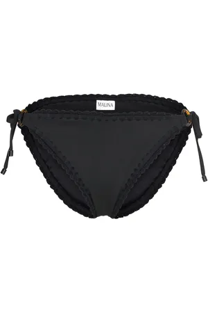 By Malina Roselyn Crochet Trimmed Bikini Bottom Black