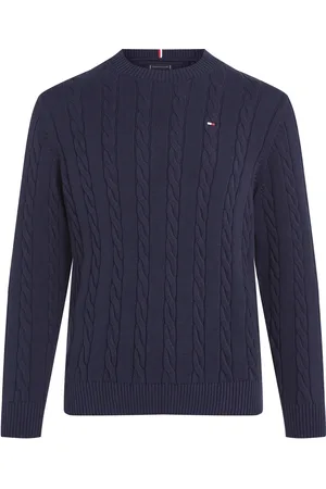 Tommy Hilfiger Crew Neck Cotton Cable Sweater Navy