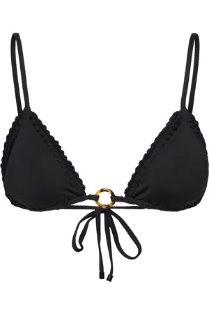 By Malina Roselyn Crochet Trimmed Bikini Top Black