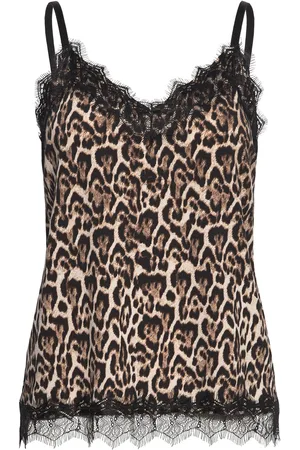Freequent Top From Freequent In A Light Material With Leopard Print. The Top Has A Simple Brown