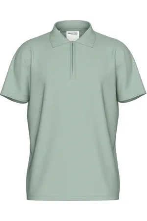 SELECTED Slhfave Zip Ss Polo Noos Green