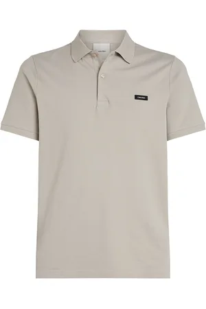 Calvin Klein Stretch Pique Slim Button Polo Grey