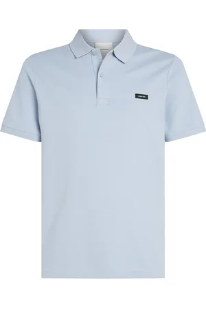 Calvin Klein Stretch Pique Slim Button Polo Blue