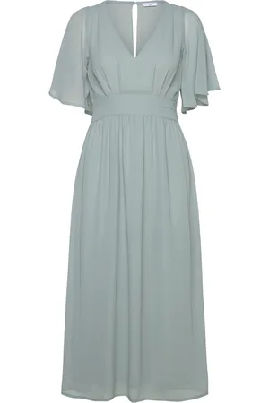 BUBBLEROOM Butterfly Sleeve Midi Dress Blue