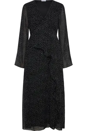 BUBBLEROOM V-Neck Frill Dress Black
