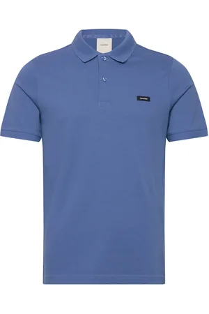 Calvin Klein Stretch Pique Slim Button Polo Blue
