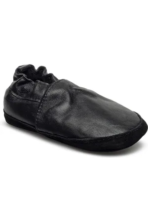 Melton Solid Leather Slippers Black