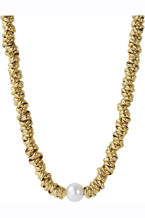 Bud to rose Velvet Pearl Necklace Gold Gold