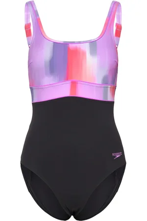 Speedo Womens Shaping Contoureclipse Printed Swimsuit Black