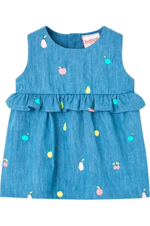 Boboli Denim Dress Printed Blue