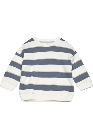 MANGO Striped Cotton-Blend Sweatshirt Blue