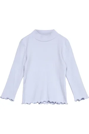 MANGO Turtleneck Long-Sleeved T-Shirt Blue