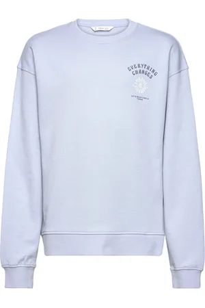 MANGO Printed Message Sweatshirt Blue