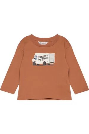 MANGO T-Shirt With Print Drawing Brown