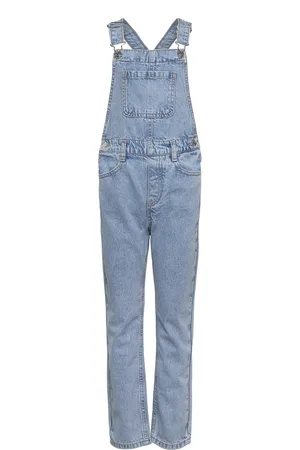 MANGO Long Denim Dungarees Blue