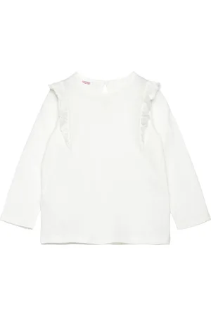 MANGO Long -Sleeved T-Shirt With Ruffles White