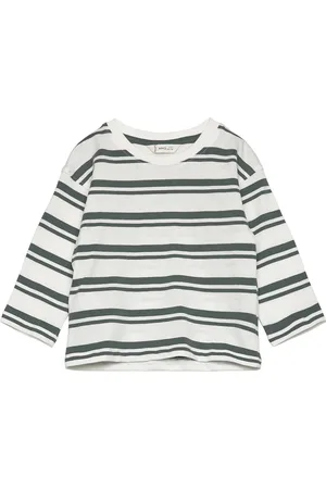 MANGO 100% Cotton Striped T-Shirt Green