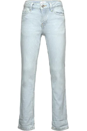 MANGO Straight Jeans With Turn-Up Blue