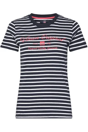 Vinson Layla Striped Reg Sj Vin W Tee Black