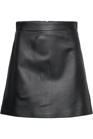 Ivy & Oak Leather A-Line Mini Skirt Black