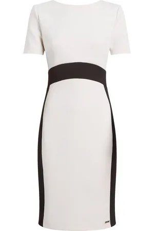 Calvin Klein Neoprene Scuba Two Color Dress White